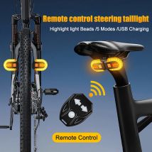 Indicatore di direzione per bicicletta Fanale posteriore con telecomando senza fili Lampada di coda di avvertimento a LED Luci posteriori ricaricabili USB Accessori per bici