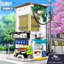 Cada City LED giapponese al vapore Bun House Architettura Building Blocks Amici Negozio Figure Giocattoli dei mattoni Fiore di ciliegio Regali per bambini