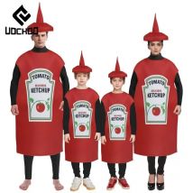 Ketchup Flasche Kostüm Tomate Ketchups Cosplay Overall Mädchen Jungen Dress Up Disguise Show Outfit Unisex One Size Kleidung