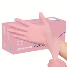 Rosa Einweghandschuhe, latex- und puderfreie, sterile Nitrilhandschuhe zum Reinigen, Kosmetikerin, Kochen, Haarfärbemittel, 20/50/100 Stück