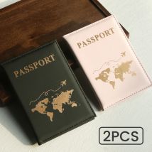 2 Stück Reisepasshüllen mit Weltkarte-Muster, schützendes Kartenetui, Reise-Kreditkartenetui, Ausweis- und Dokumentenpasshüllen