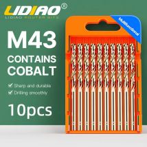 LIDIAO 5/10 Stück M43 Kobaltbohrer-Set HSS Spiralbohrer 0,5 mm bis 13 mm Kobaltbohrer-Werkzeug zum Bohren von Metall und Edelstahl