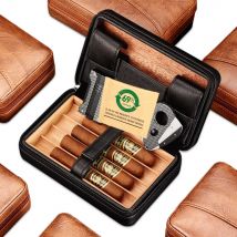 GALINER Leder Zigarre Humidor Mit Carbon Fiber Zigarre Leichter Cutter Set Tragbare Zeder Holz Zigarre Fall Reise Humidor Box Set