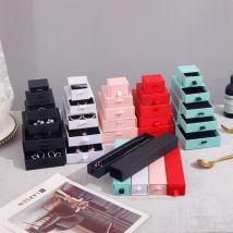 10pack 9x9x1.7cm White Black Kraft Paper Drawer Travel Jewelry Packaging Box Necklace Bracelet Earrings Gift Organizer Case Box