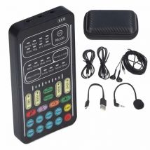 i9 Recording Mini Sound Card Voice Changer Set Colorful LED Lights for Live Streaming Multiple Audio Effect Soundcard Mic Tool