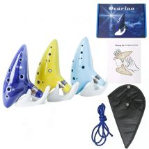 Ocarina, strumento musicale Ocarina in ceramica Alto C a 12 toni con borsa per il trasporto del cordoncino per il collo del libro di canzoni, blu
