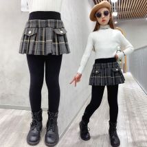 Mädchen Plaid Dünne Pantskirt Kinder Winter Leggings Mit Rock Mädchen Hosen Culotte Verdicken Warme Mädchen Leggings Kinder Kleidung