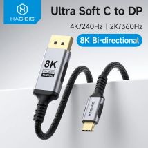 Cavo Hagibis 8K USB C a DisplayPort 1.4 Cavo bidirezionale super morbido da tipo C a DP Alta velocità di aggiornamento 2K165Hz 4K144Hz 240Hz