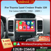 Android 15 Carplay Auto For Toyota Land Cruiser Prado 120 3 III For Lexus GX470 GX 470 J120 2002 - 2009 Car Radio Multimedia 4G