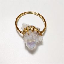 FUWO 1 Stück natürlicher glänzender Kristall-Punkt-Anhänger, vergoldetes Rohquarz-Zubehör, Boho-Anhänger für die Halskettenherstellung PD482