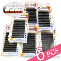 LAKANAKU Cilios YY Eyelashes Extensions 6 Trays Eyelashes 0.07 C D 8-12 Mix YY Lashes Natural Soft Premade Fans Faux Cilios