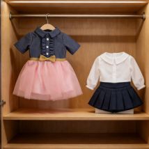 New Uniform Cute Shirt Dress For 18-inch American & OG Girl Dolls Denim Shirt + Skirt Clothes Outfit For 43cm Baby Newborn Dolls