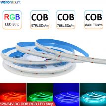 5m SPI RGB RGBW RGBCCT COB LED Strip Light DC12V 24V 840 784 720 576 LED/M Flex FCOB LED Nastro luminoso dimmerabile Nastro lineare