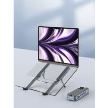 2IN1 Foldable Laptop Stand & USB C Hub,Adjustable Metal Notebook Holder,Multi Port USB C Docking Station for 10-17 Inch Laptops