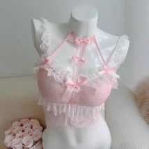 Süße Spitze Ernte Top Frauen Sommer Schleifen Dekoration Lolita-Stil für süße Mädchen Kawaii Kleidung abgeschnitten