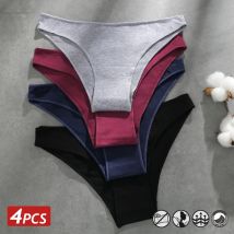 4 pezzi mutandine di cotone senza cuciture slip tinta unita da donna mutande sexy a vita bassa biancheria intima traspirante femminile mutandine elasticizzate da donna