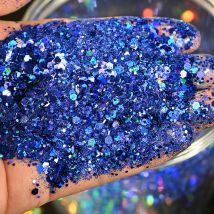 50g holográfico mezclado forma hexagonal grueso irrediscente decoración de uñas escamas de brillo láser lentejuelas brillantes rebanadas decoración de uñas