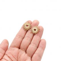 5 pendenti in acciaio inossidabile con ciondoli a forma di cuore d'amore placcati in oro, per collane di moda fai da te, orecchini, componenti di gioielli