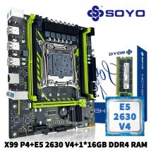 SOYO X99 P4 Motherboard Set Kit mit Intel LGA2011-3 Xeon E5 2630 V4 CPU DDR4 16 GB (1 * 16 GB) 2133 MHz RAM-Speicher NVME M.2 SATA