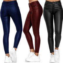 2025 mode Faux Leder Hosen frauen Sexy Stretch Casual Leggings Solide Leder Bodycon Bleistift Hosen Für Frauen Streetwear