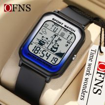 Ofns Mode Herren elektronische Sport uhr rechteckiges Zifferblatt Design digitales Uhrwerk neue Timing-Code Uhr Männer Dame Student Uhr