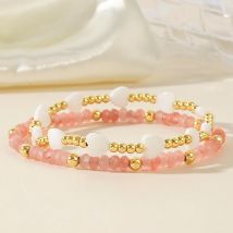 1pc/2 stücke böhmischen Damenmode Stil Naturstein Kupfer Perle Perlen Armband Muschel Pfirsich Herz Armband Set