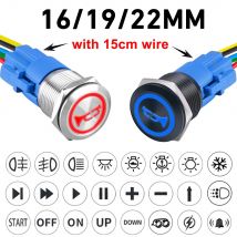 16/19/22MM niestandardowy metalowy przełącznik wciskany z gniazdem wodoodporny świecący zatrzask chwilowy samochód łódź motocykl 12V 24V 220V