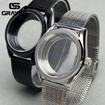 Vintage 38mm Kantenschneiden Polieren SKX Mod Saphirglas Tauchschwarzes Uhrengehäuse für NH34 NH35 NH36 NH70 20bar Uhrentech