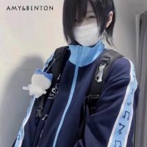 2024 japanischen Winter Nette Zweidimensionale Cartoon Welpen Farbe Passenden Lose Fleece Pullover Zipper Jacke Top Für Frauen