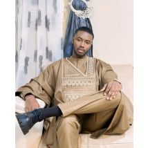 African Clothes For Man Embroidery Design Top Long Sleeve with Pants