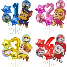 6 sztuk Cartoon Paw Patrol motyw balon foliowy balon numeryczny dekoracja urodzinowa dla dzieci prezent dla dziecka Party Chase Skye balon