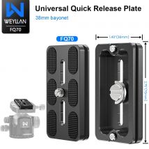 WEYLLAN FQ70 Arca Swiss Plate Quick Release Adapter Camera Mount Plate 1/4" Handle Screw Compatible with Arca Swiss Standard