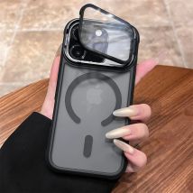 Volle Linse Flip Stand Für Magsafe Rüstung Magnetische Telefon Fall Für iPhone 17, 16, 15, 14, 13, 12, Pro Max Air Wireless Charge Matte Abdeckung