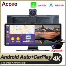 ACCEO 4K Dash Cam 10.26' All in One Car Stereo with Android Auto Carplay Built in WiFi Bluetooth Support GPS 1080P Rear Camera