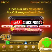Hizpo 8" 2 Din Android Auto Car Radio GPS 4G WiFi Carplay For VW / Volkswagen Skoda Octavia golf 5 6 Touran Passat B6 Polo Jetta