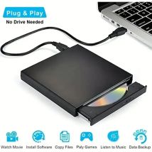 Rongfast Externes CD-DVD-Laufwerk, USB 2.0 Slim, schützbares externes CD-RW-Laufwerk, DVD-ROM-Brenner-Player für Laptops, Desktop-PCs