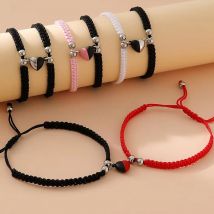 2 stücke Magnetische Paar Armbänder Liebe Herz Geformt Passenden Attraktion Einstellbare Armband Frauen Männer Liebhaber Engagement Schmuck Gif
