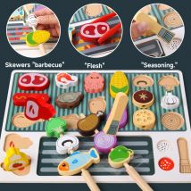 Simulation Küche Pretend Spielzeug Holz Kleinkind DIY BBQ Spielzeug Set Klassisches Spiel Montessori Pädagogisches Spielzeug Für Kinder Kinder Geschenk