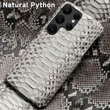 Echtes Python-Leder-Handyhülle für Samsung Galaxy S25 S25 S23 S22 S21 S24 Ultra S24 Plus A55 5G Luxus Snakeskins Rückseite