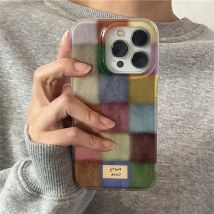 Custodia per telefono scozzese color block dopamina per iPhone 17 16 15 14 13 12 11 Pro Max Air 16E SE2 7 8 Plus Etichetta a griglia Cover opaca