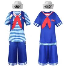 Boys Girls Cosplay Costume Adult Sailor Uniform Halloween Cos Suits Party Home Tshirts shorts fashion blue summer sailor uniform