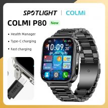 Smartwatch COLMI P80 Type-C dla Kobiet i Mężczyzn, Monitor Zdrowia, Połączenia Bluetooth, Wodoodporność IP67, Latarka, Smartwatch dla Telefonów Xiaomi i iOS