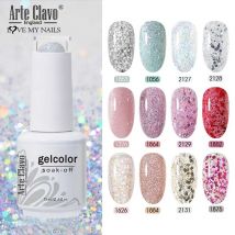 Arte Clavo Glitter Gel Nail Polish Base Top Coat Art Mix Color Nails Gel UV Nail LED Semi Permanant Nail Soak Off Varnish Gel
