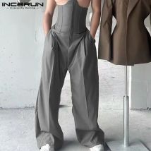 INCERUN 2024 American Style Trousers Fashion Men's Deconstruction Design Solid Thin Waist Pants Casual Streetwear Male Pantalons