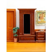 1:12 Mini Vintage Wooden Double Door Closet Wardrobe Dolls House Accessory Dollhouse Furniture Toys For Children Doll House Toys