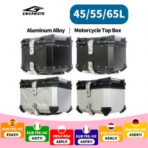 Caja superior Universal de aluminio para motocicleta, 45L, 55L, 65L, con cerradura, impermeable, anticolisión, caja trasera dura, almacenamiento para maletero