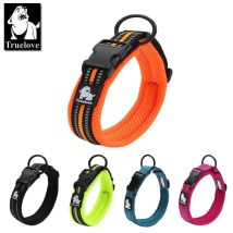 Collar para perro Truelove con relleno de malla ajustable, Collar para perro de nailon reflectante 3M, duradero y resistente para todas las razas, todo tipo de clima, 8 tamaños