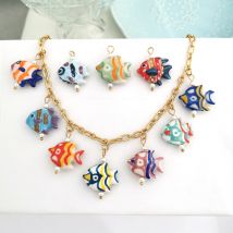 QMHJE Fisch Keramik Anhänger Charme Handgemachte Benutzerdefinierte Halskette Edelstahl Clownfisch Malerei Streifen Imitation Perle Großhandel
