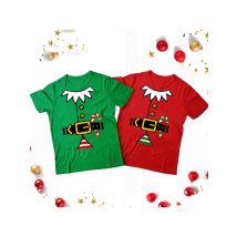 Santa's Belt Print Child T-Shirt Christmas Party Kids Outfit T-shirt Girls Boys Xmas Clothes Shirt Clothes Toddler Gifts T Shirt