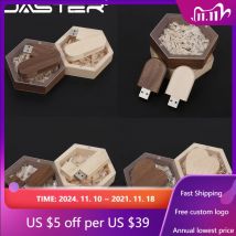 JASTER Scatola marrone creativa in legno + chiavette USB 2.0 128 GB Maple Pen drive 64 GB Memory